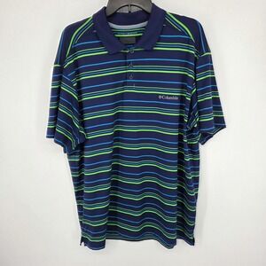 Columbia Omni-Shade Men's Striped Golf Polo Shirt, Blue Green, Moisture Wicking